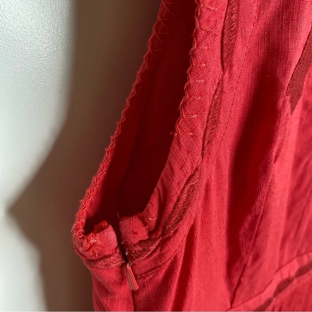 Free People Birds Of A Feather Coral Red Embroidered Sleveless Mini Dres… - Picture 12 of 16